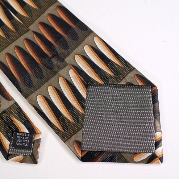 Croft & Barrow Green Brown Abstract Print Wide Silk Tie - Picture 5 of 6